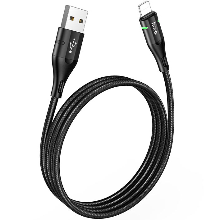 фото Кабель usb 2.0 a (m) - lightning (m) 1.2м hoco u93 shadow - черный