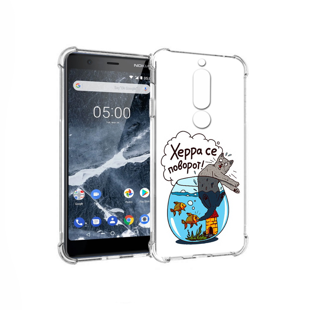 

Чехол MyPads Tocco для Nokia 5.1 Рыбы с котом (PT114144.121.149), Прозрачный, Tocco