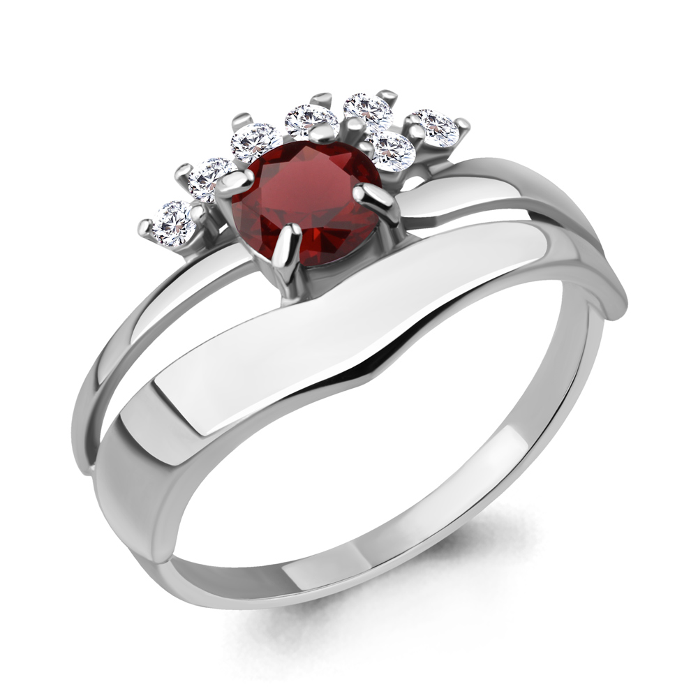 

Кольцо из серебра с гранатом р. 19 Aquamarine 6582303А_925_р, 6582303А_925_р