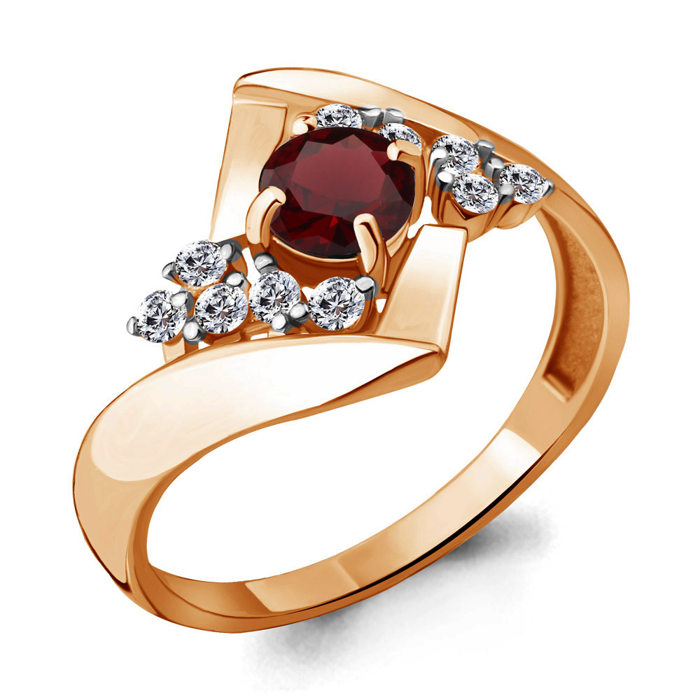 

Кольцо из серебра с гранатом р. 16,5 Aquamarine 6582603А_925_з, 6582603А_925_з