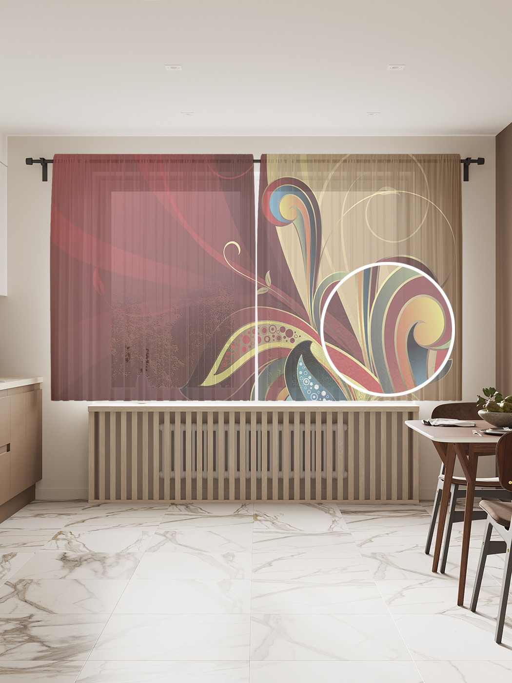 

Фототюль JoyArty "Мысли о красоте", 145x180 см (2 полотна со шторной лентой + 50 крючков), Мысли о красоте