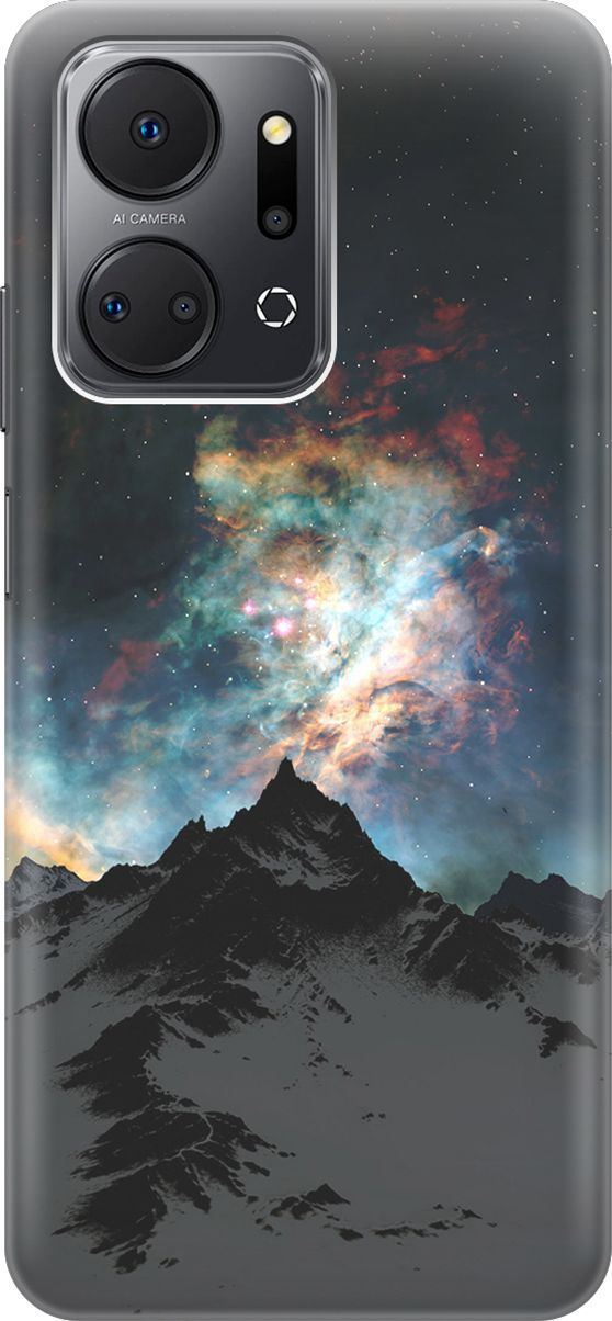 

Силиконовый чехол на Honor X7a с принтом "Горы и звезды", Синий;черный, 159383