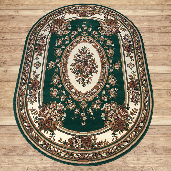 

Ковёр Kitroom Лайла де Люкс 100x300 овальный зелёный 15361