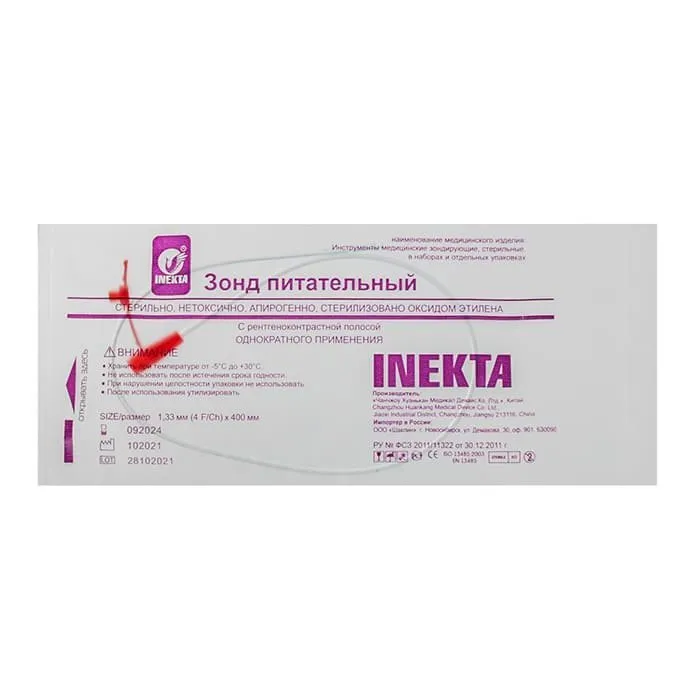 

Катетер питающий Inekta, с РКП, CH04, 40см, 30 шт, Красный;прозрачный, CH04