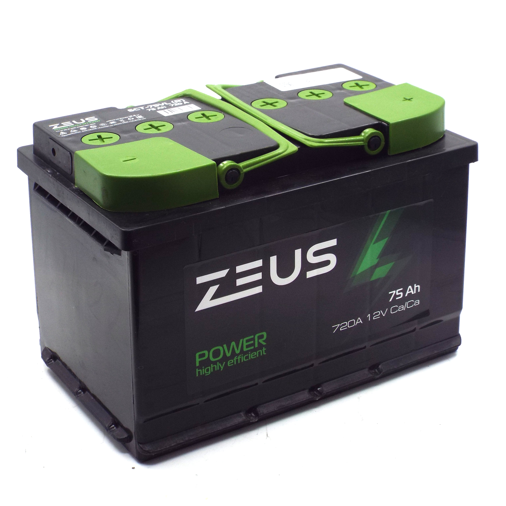 Аккумулятор автомобильный ZEUS POWER 75 А*ч 278x175x190 Обратная полярность