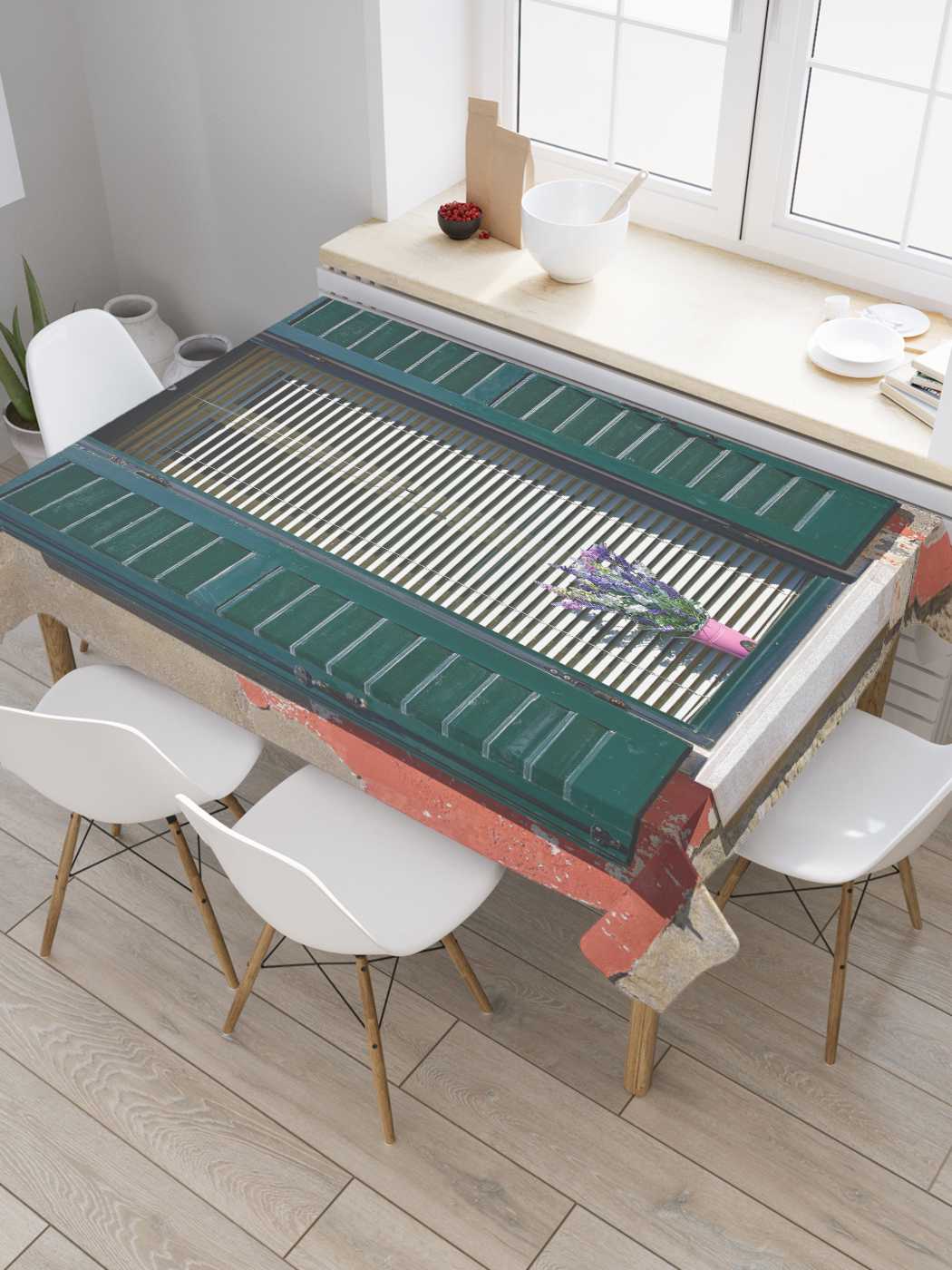 

Скатерть прямоугольная JoyArty "Уставшее окно" из оксфорда, 180x145 см, Голубой, Уставшее окно