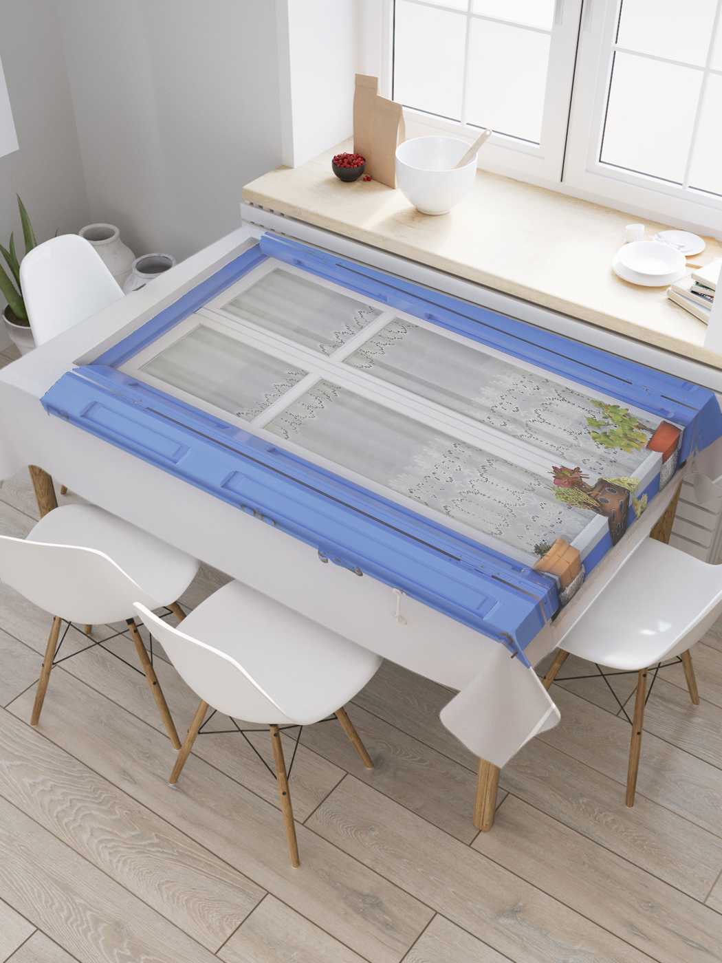 

Скатерть прямоугольная JoyArty "Уют на окне" из оксфорда, 180x145 см, Зеленый, Уют на окне