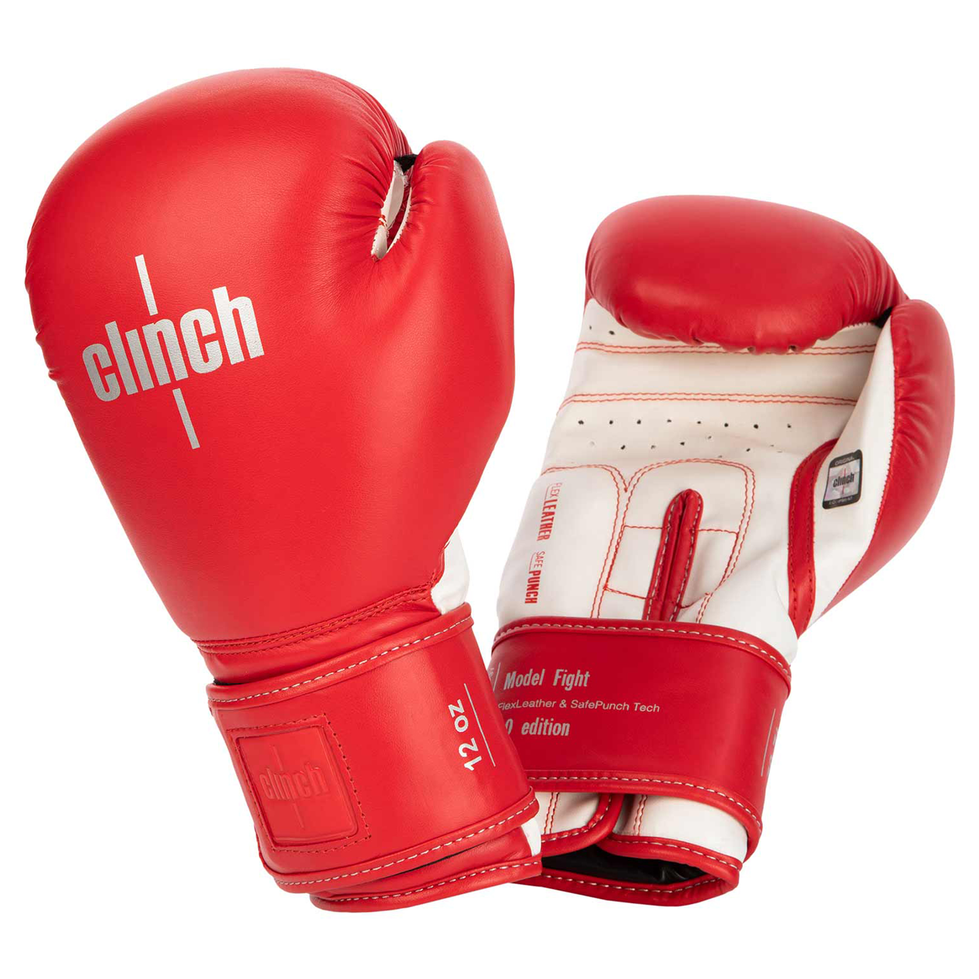 Перчатки бокс Clinch Fight 2.0 красно-белые С137, 10 унций