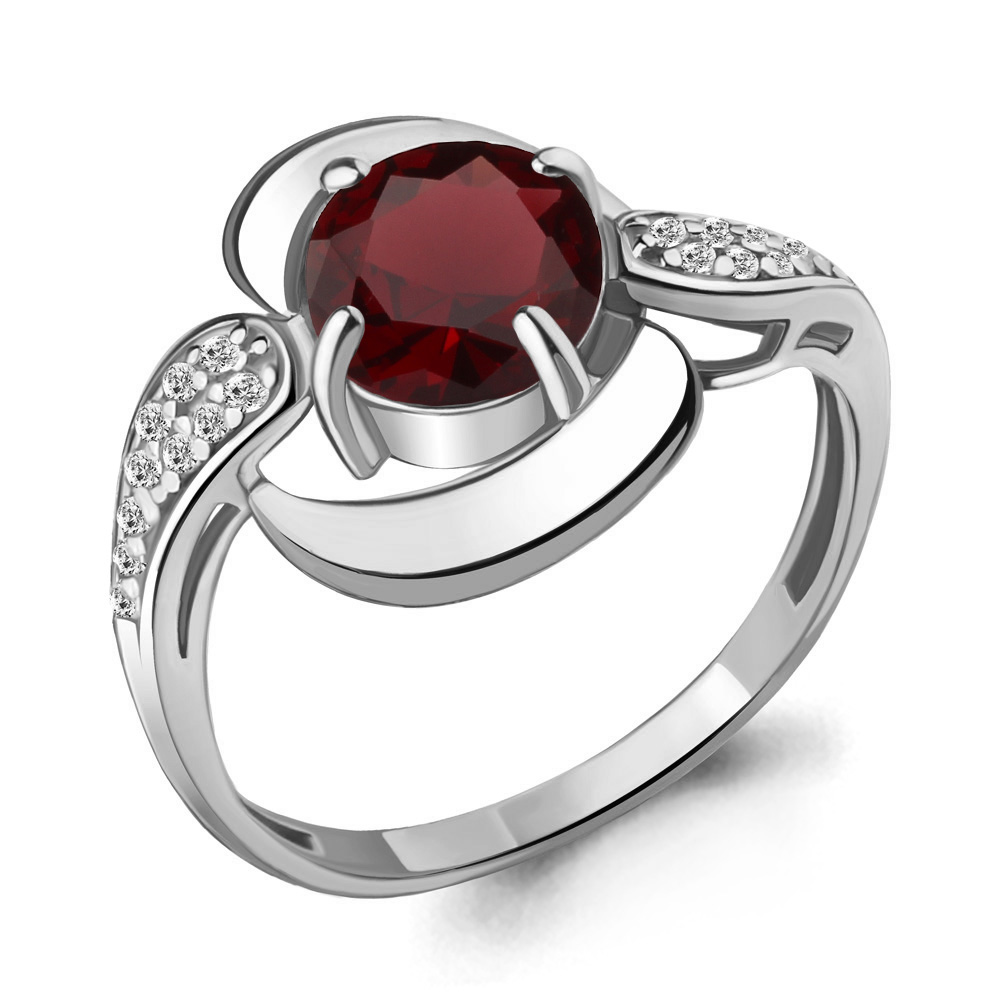 

Кольцо из серебра с гранатом р.  Aquamarine 6588003А_925_р, 6588003А_925_р