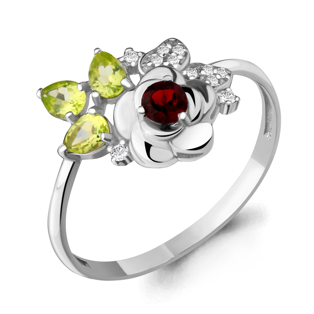 

Кольцо из серебра с гранатом р. 19,5 Aquamarine 6588233А_925_р, 6588233А_925_р