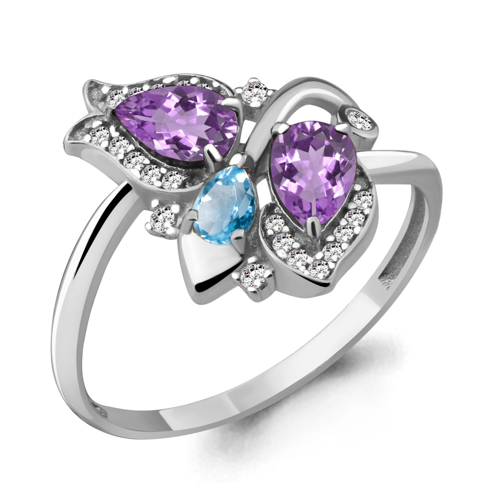 

Кольцо из серебра с топазом р. , Aquamarine 6588530А_925_р, 6588530А_925_р