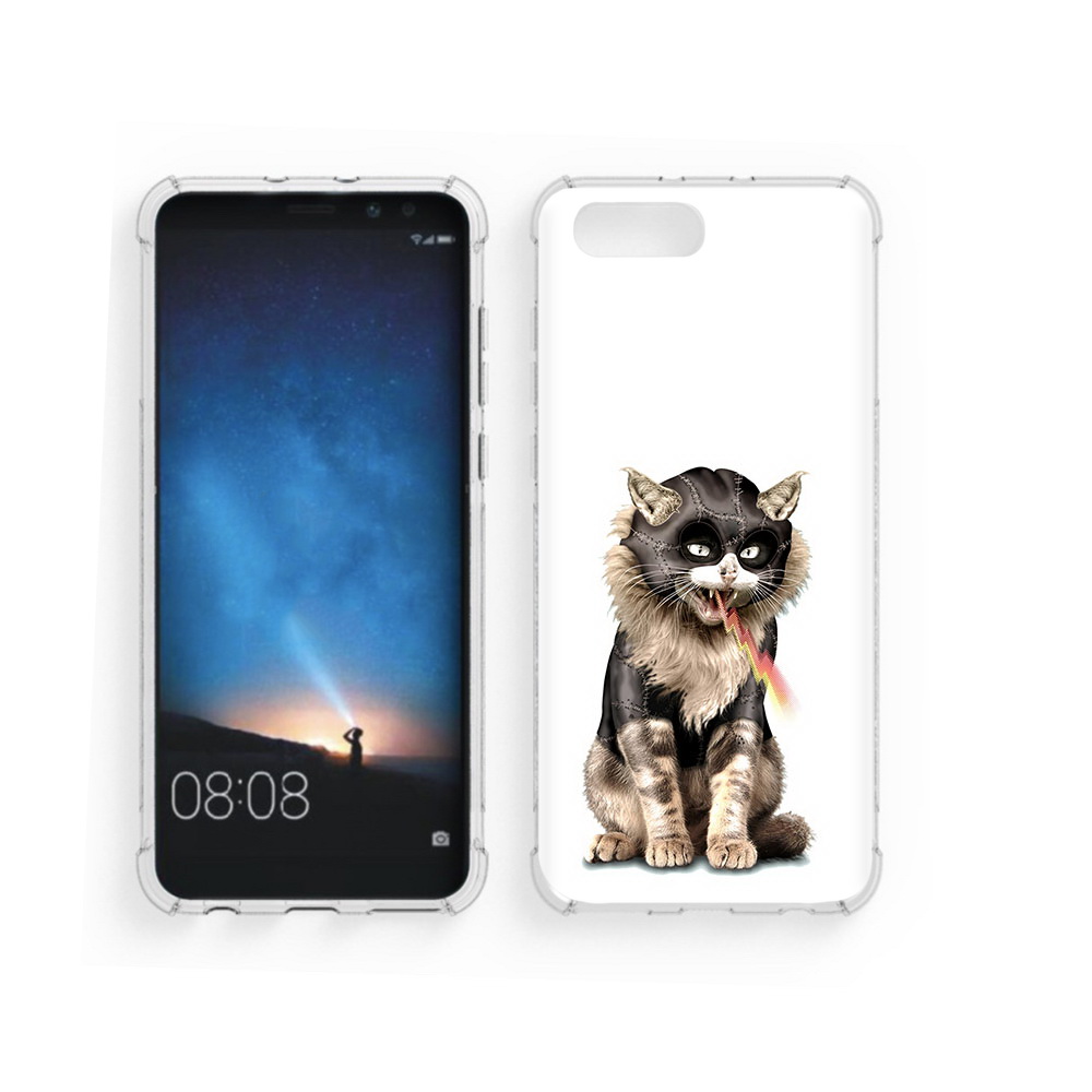 

Чехол MyPads Tocco для Honor V10 дьяволский кот (PT98539.62.341), Прозрачный, Tocco