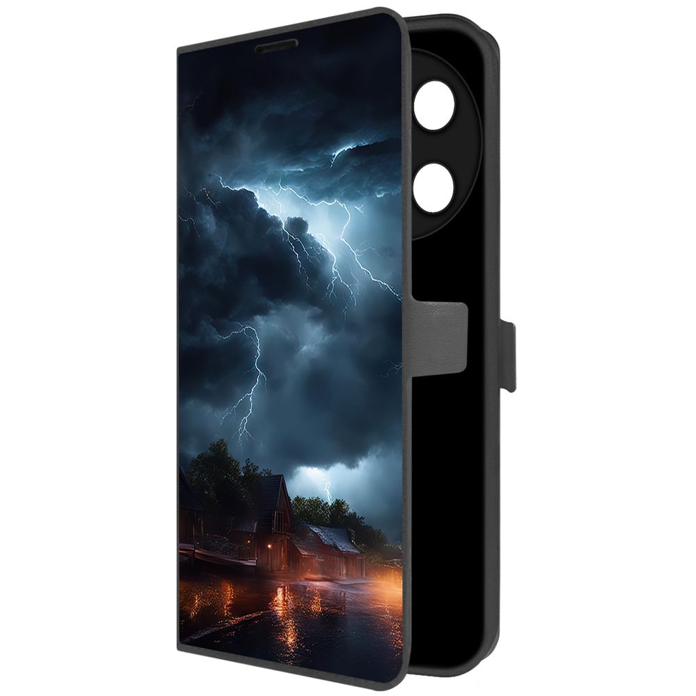 

Чехол-книжка Krutoff Eco Book для TECNO Camon 30 Pro 5G Ночная гроза (черный)