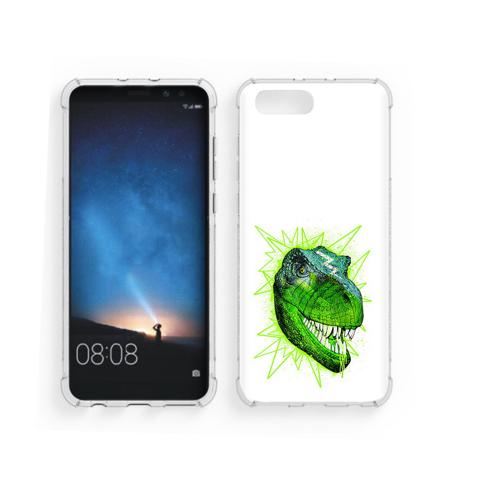 

Чехол MyPads Tocco для Honor V10 зеленый динозавр (PT98539.62.358), Прозрачный, Tocco