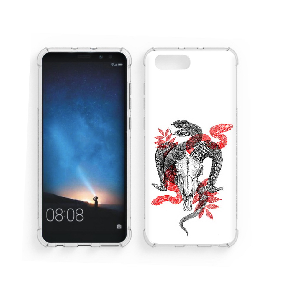 

Чехол MyPads Tocco для Honor V10 змея в черепе рисунок (PT98539.62.365), Прозрачный, Tocco