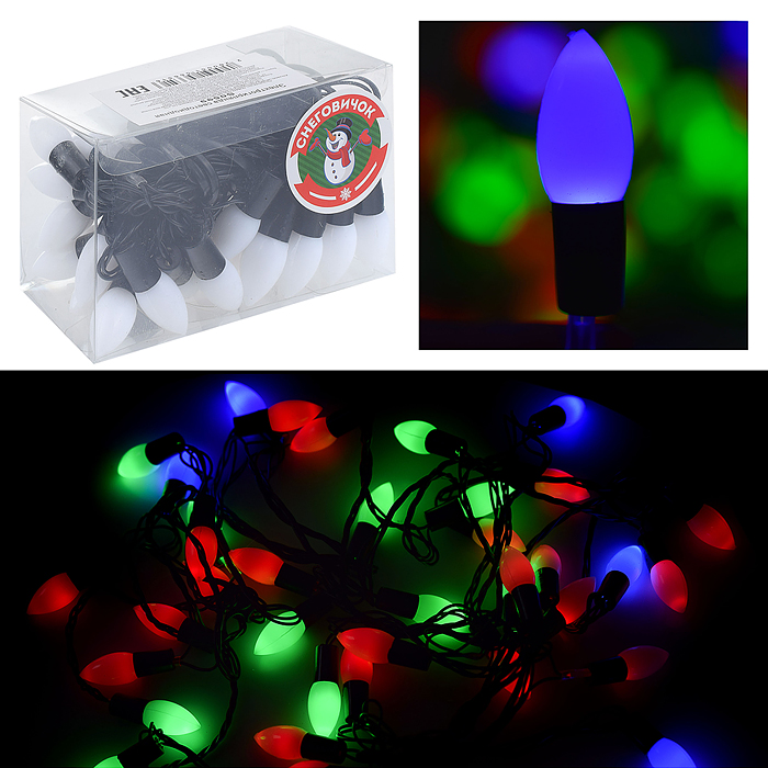 

Световая гирлянда новогодняя Снеговичок S0599 6 м разноцветный/RGB