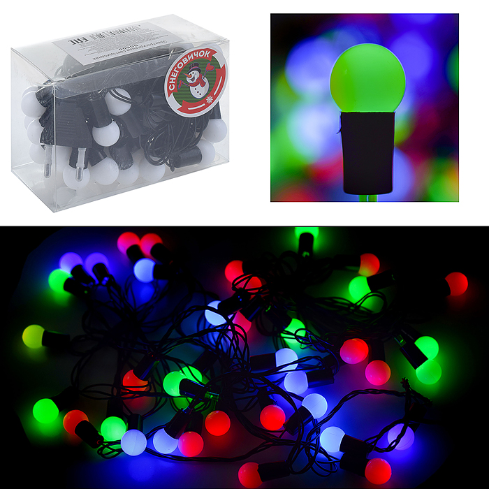 

Световая гирлянда новогодняя Снеговичок S0600 6 м разноцветный/RGB