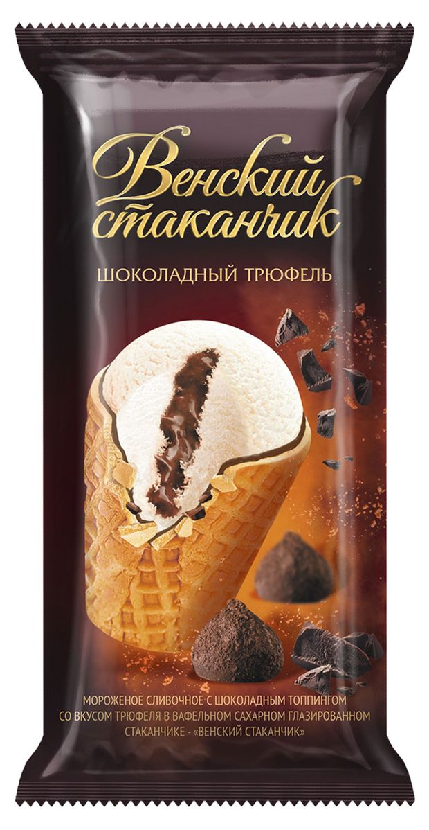 

Мороженое сливочное Бодрая Корова Венский стаканчик шоколадный трюфель, БЗМЖ, 90 г