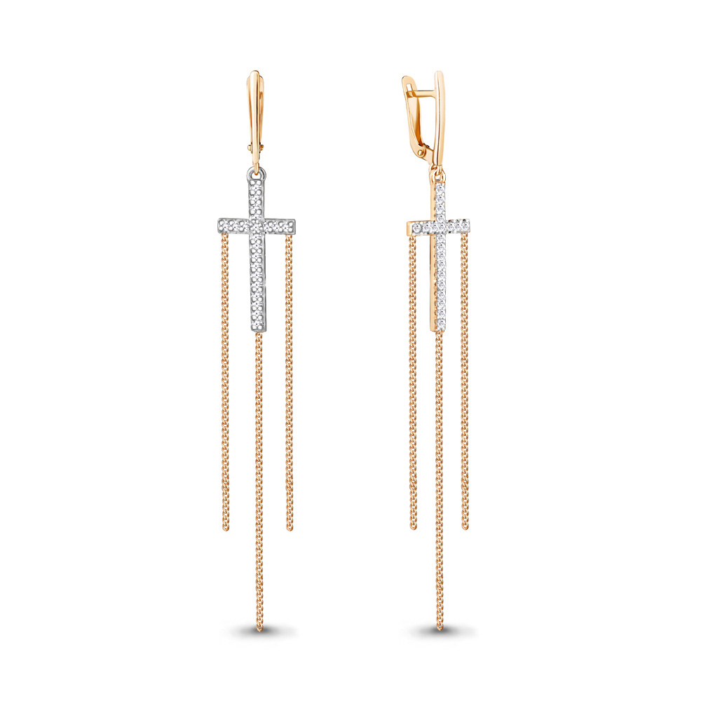 

Серьги шандельеры из серебра с фианитом Aquamarine 48864А_925_з, 48864А_925_з