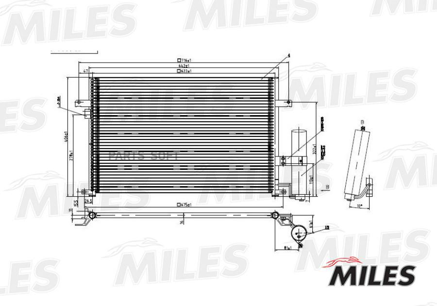 Конденсер Chevrolet Lacetti 1.4-1.8 05- Miles арт. ACCB004