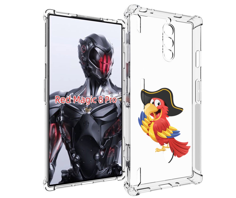 Чехол MyPads попугай-пират для ZTE Nubia Red Magic 8 Pro / Red Magic 8 Pro Plus