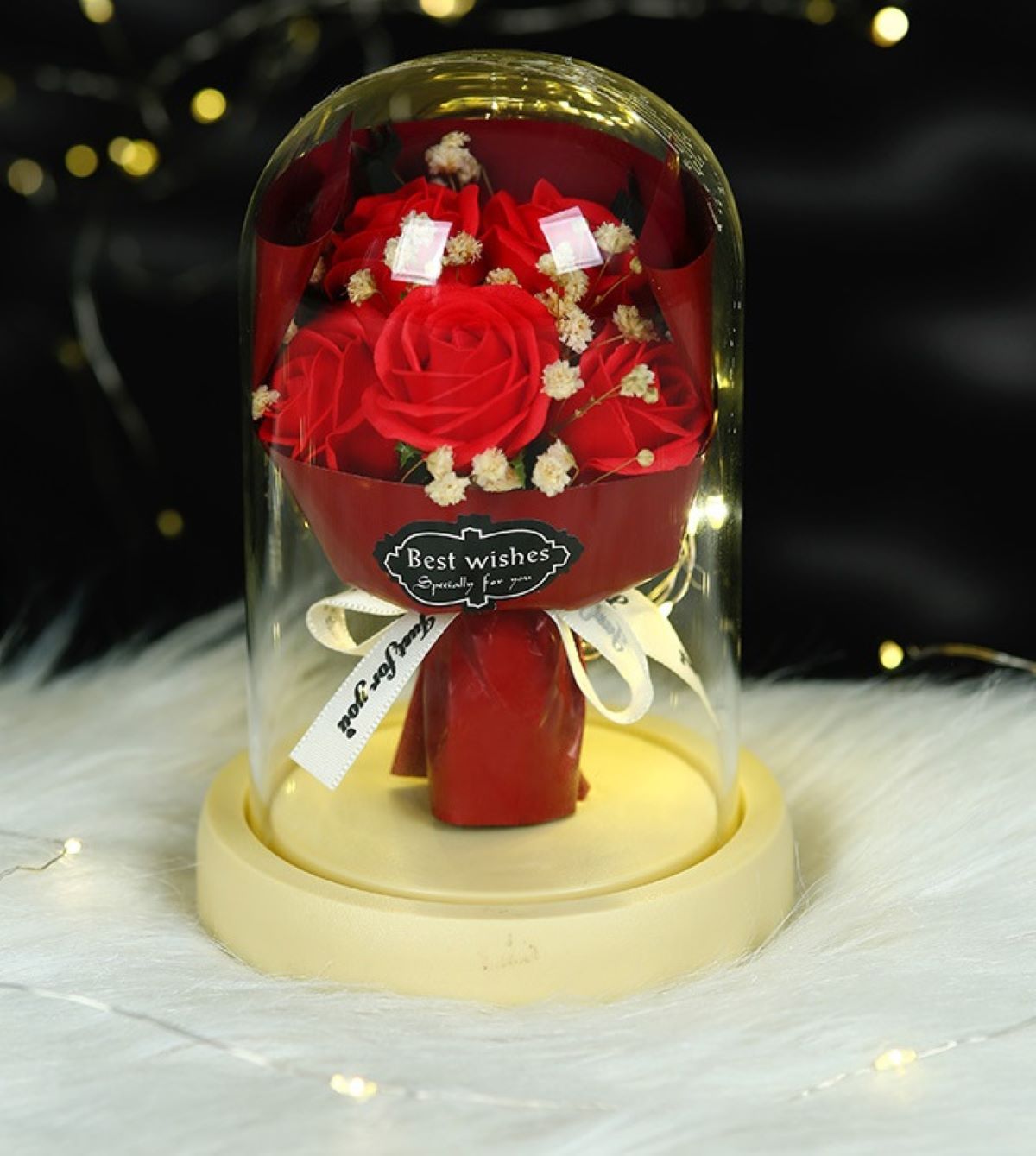 Подарочный набор Fantasy Earth из красного букета мыльных роз под колбой и гирлянды набор с днём рождения гирлянда шары