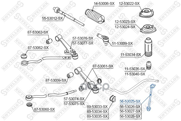 

56-53025-Sx_Тяга Стабилизатора Переднего Правая Kia Rio 00> <020708