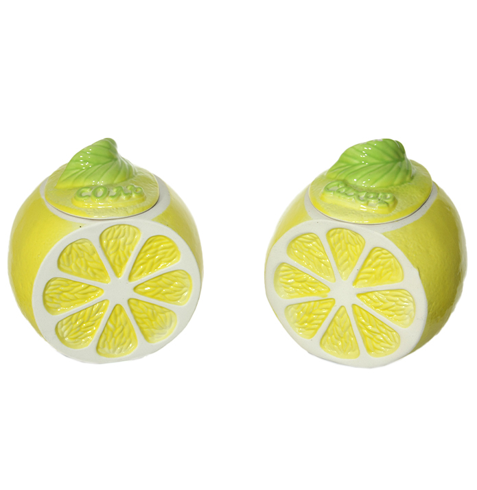фото Специи набор 0018 славянская керамика "лимоны" d-10см с крыш. 2пр. керам.(х22)