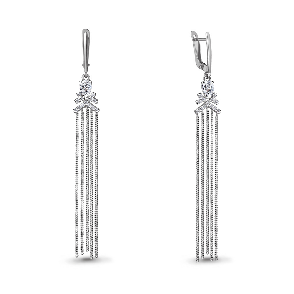 

Серьги шандельеры из серебра с фианитом Aquamarine 48887А_925_р, 48887А_925_р