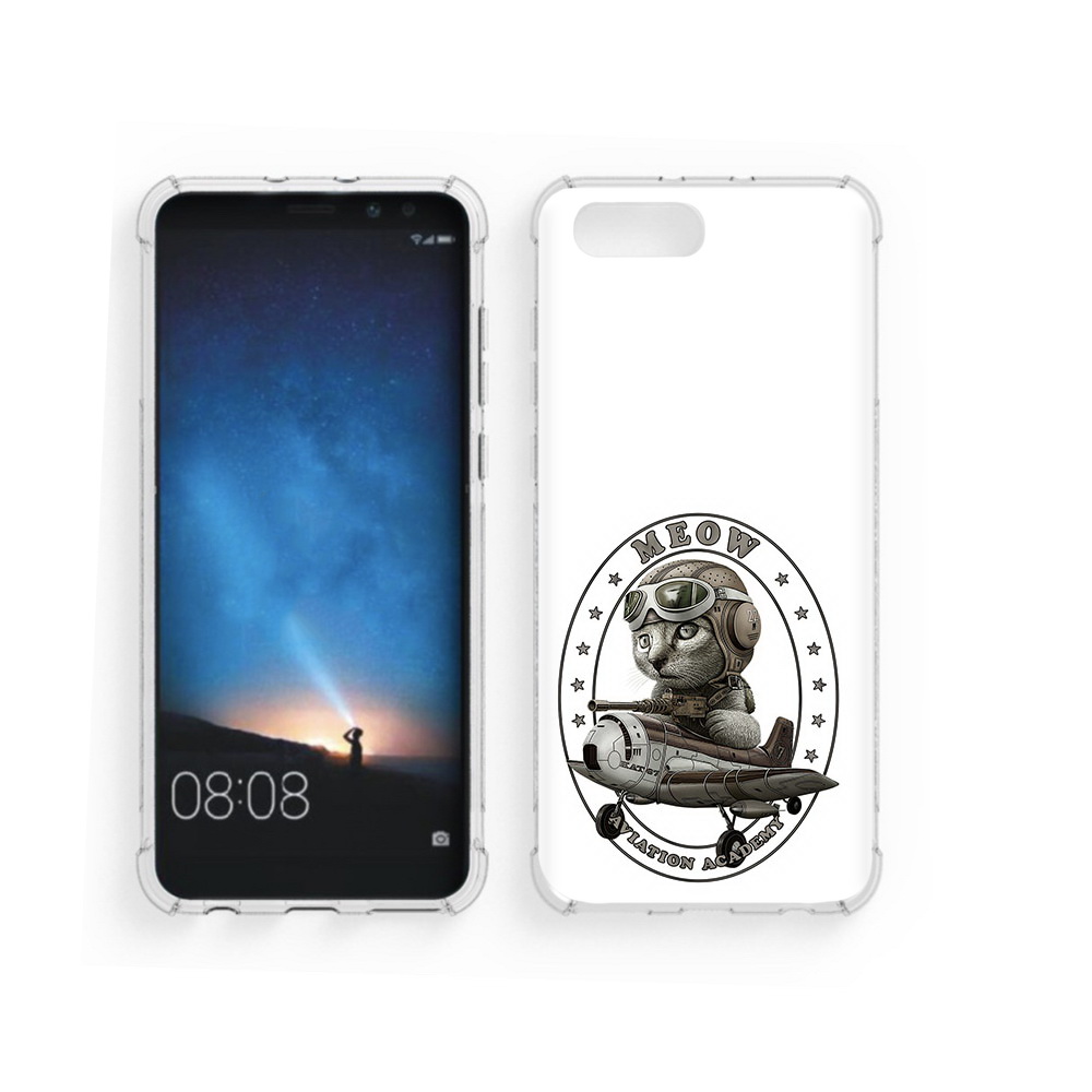 

Чехол MyPads Tocco для Honor V10 кот в самолете (PT98539.62.395), Прозрачный, Tocco