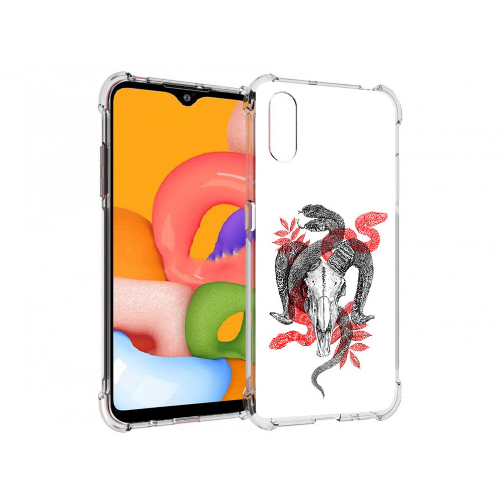 

Чехол MyPads Tocco для Samsung Galaxy A01 змея в черепе рисунок (PT144711.509.365), Прозрачный, Tocco