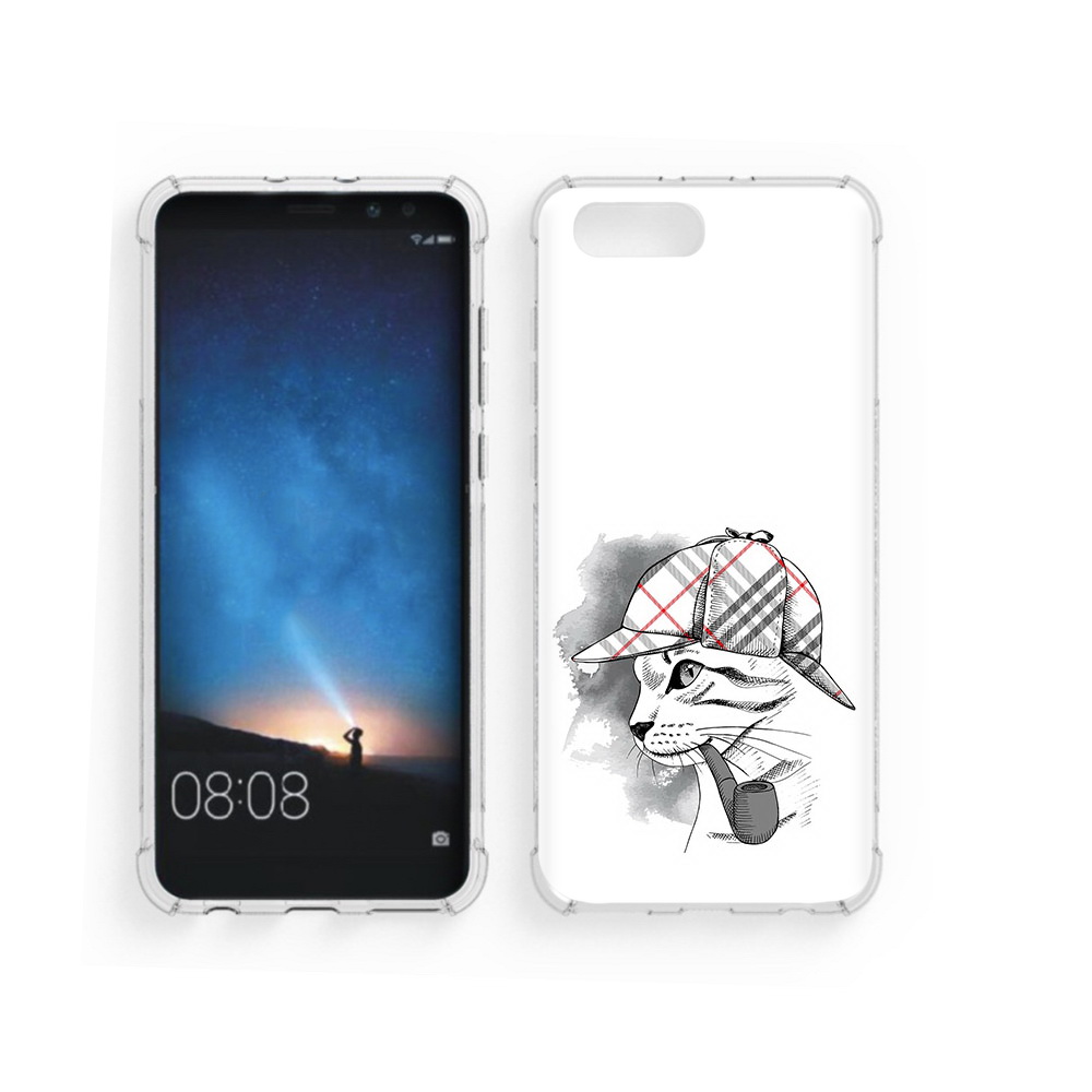 Чехол MyPads Tocco для Honor V10 кошка с трубкой (PT98539.62.405)