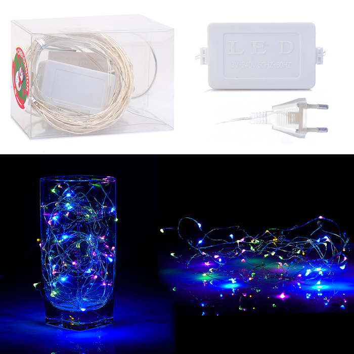 

Световая гирлянда новогодняя Снеговичок S0489 10 м разноцветный/RGB