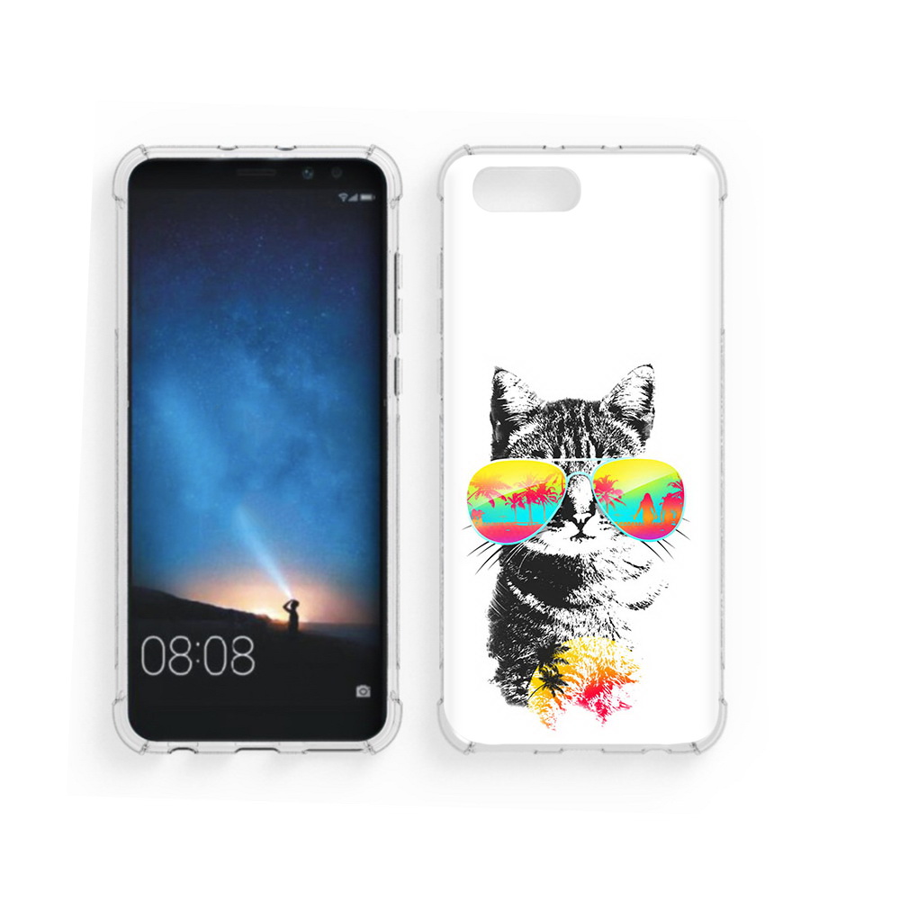 

Чехол MyPads Tocco для Honor V10 крутой кот (PT98539.62.425), Прозрачный, Tocco