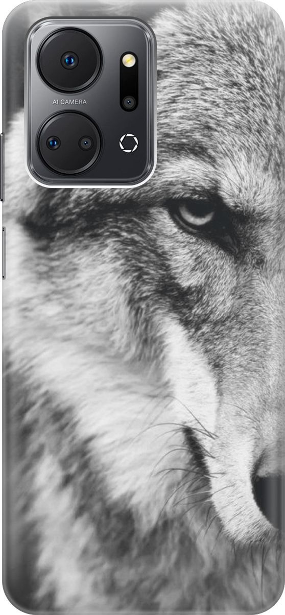 

Силиконовый чехол на Honor X7a с принтом "Спокойный волк", Серый;черный, 159385