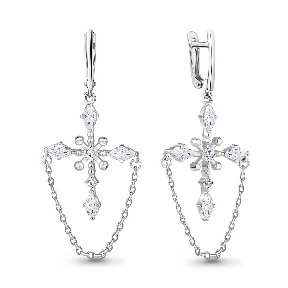 

Серьги шандельеры из серебра с фианитом Aquamarine 48910А_925_р, 48910А_925_р