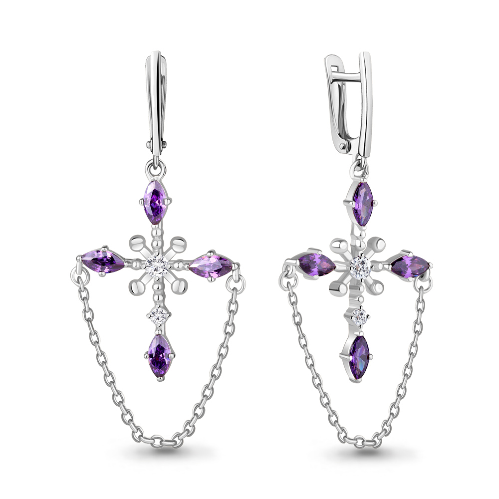 

Серьги шандельеры из серебра с фианитом Aquamarine 48910АД_925_р, 48910АД_925_р
