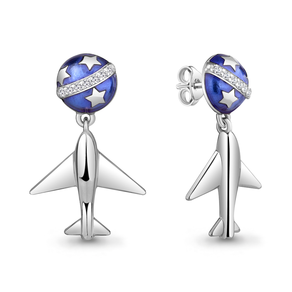 

Серьги подвески из серебра с фианитом/эмалью Aquamarine 48921А_925_р, 48921А_925_р