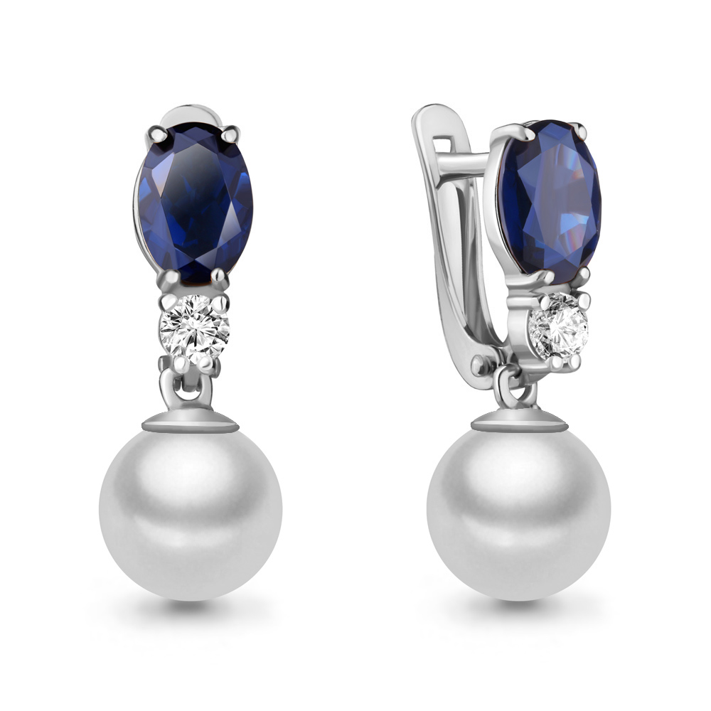 

Серьги подвески из серебра с фианитом Aquamarine 48932Б_925_р, 48932Б_925_р
