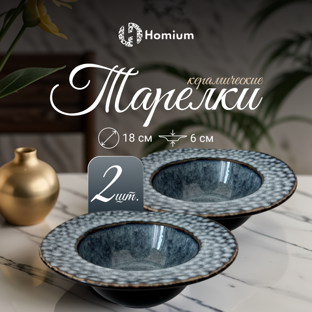 

Набор сервировочных тарелок Homium Valensi, 2шт, D18см темно-синий, Valensi