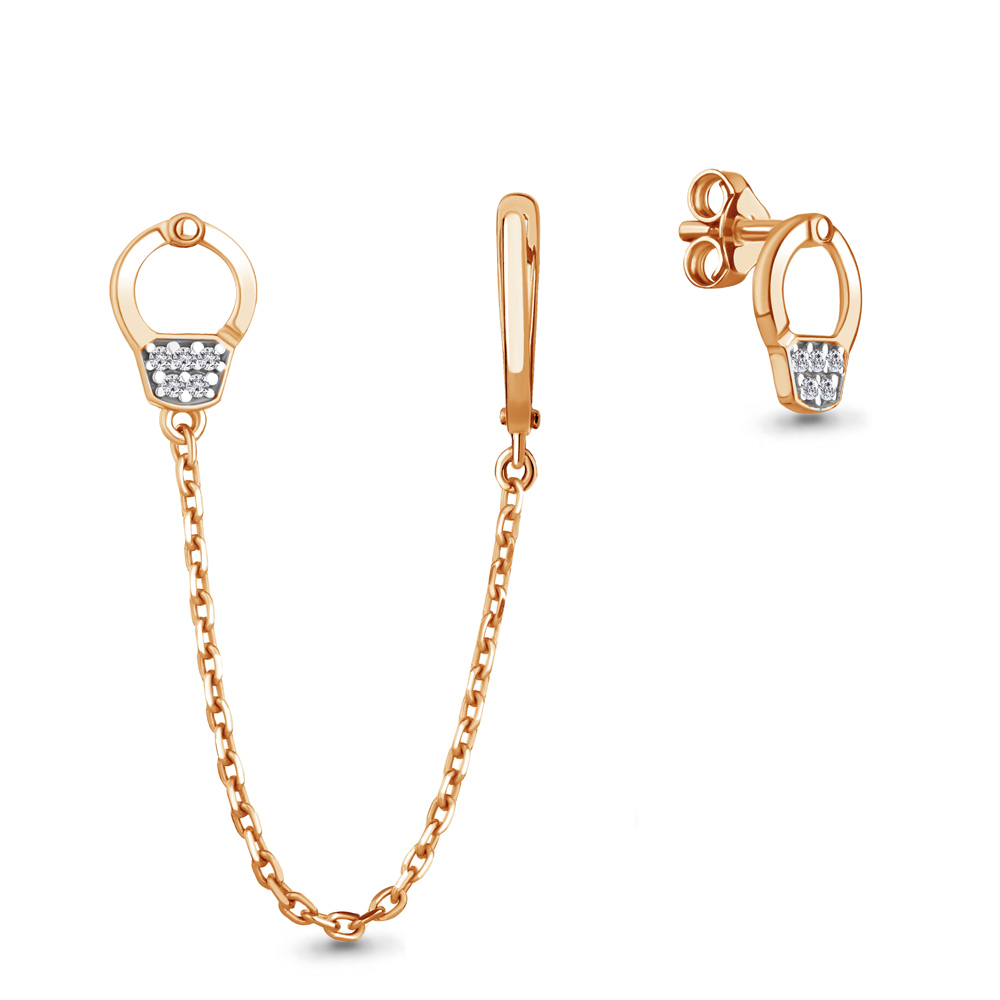 

Серьги каффы из серебра с фианитом Aquamarine 48945А_925_з, 48945А_925_з