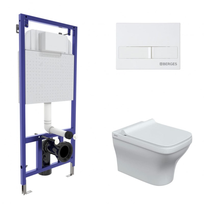

Комплект Berges Wasserhaus Novum 42452 Инсталляция+Унитаз Strati Rimless+Клавиша L1 Белая