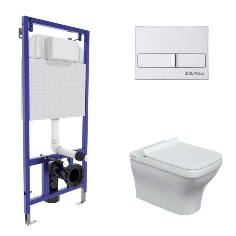 

Комплект Berges Wasserhaus Novum 42453 Инсталляция+Унитаз Strati Rimless+Клавиша L2 Хром