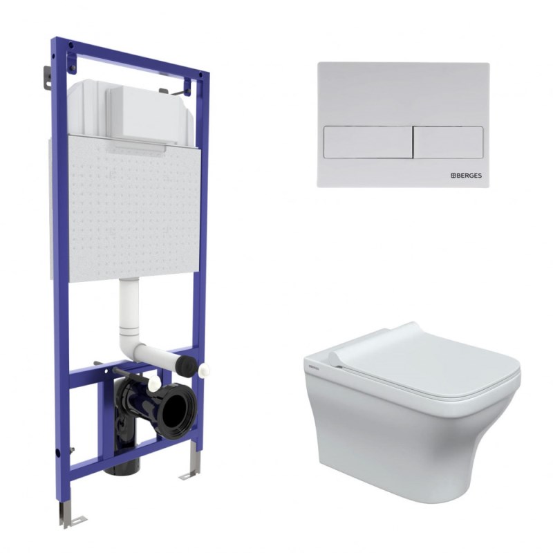 

Комплект Berges Wasserhaus Novum 42455 Инсталляция+Унитаз Strati Rimless+Клавиша L4 Белая