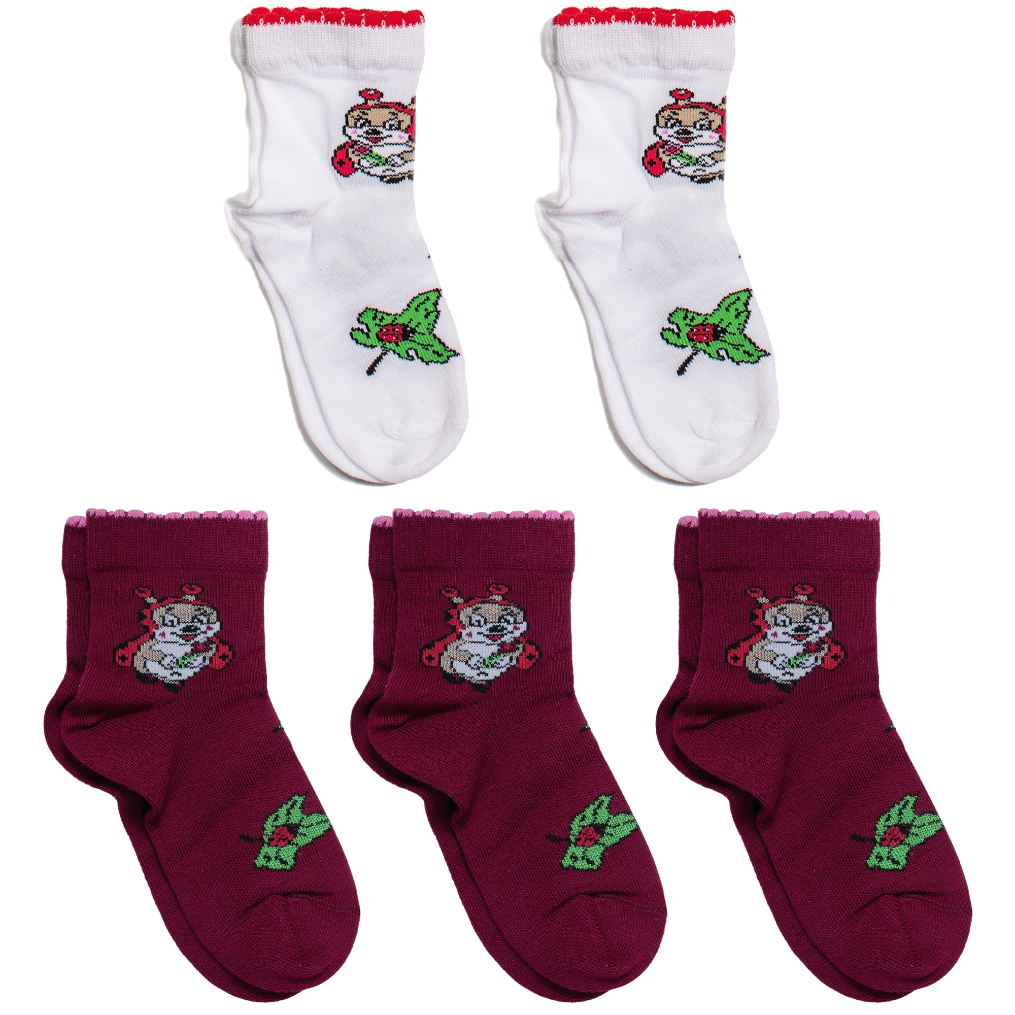 

Носки для девочек LorenzLine 5-Л76 цв. белый; бордовый р. 30, 5-Л76