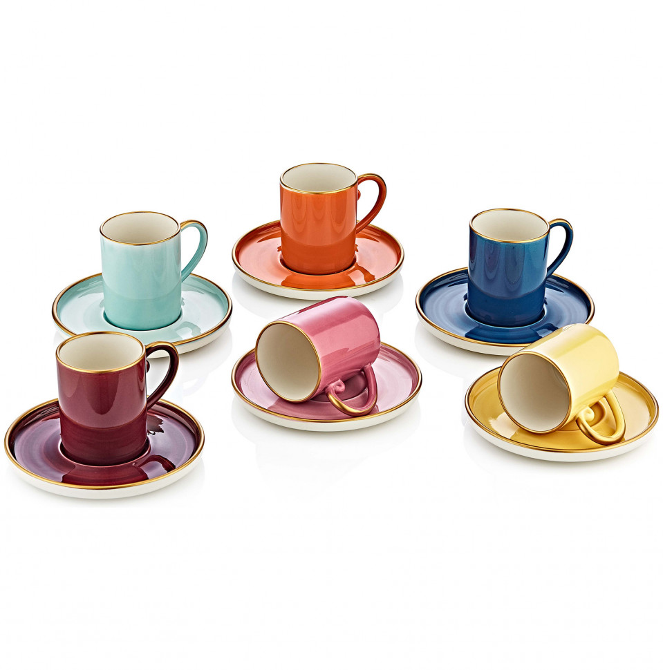 

Набор кофейных пар 80 мл 6 шт O.M.S. Collection "Colorful" 284342, Colorful