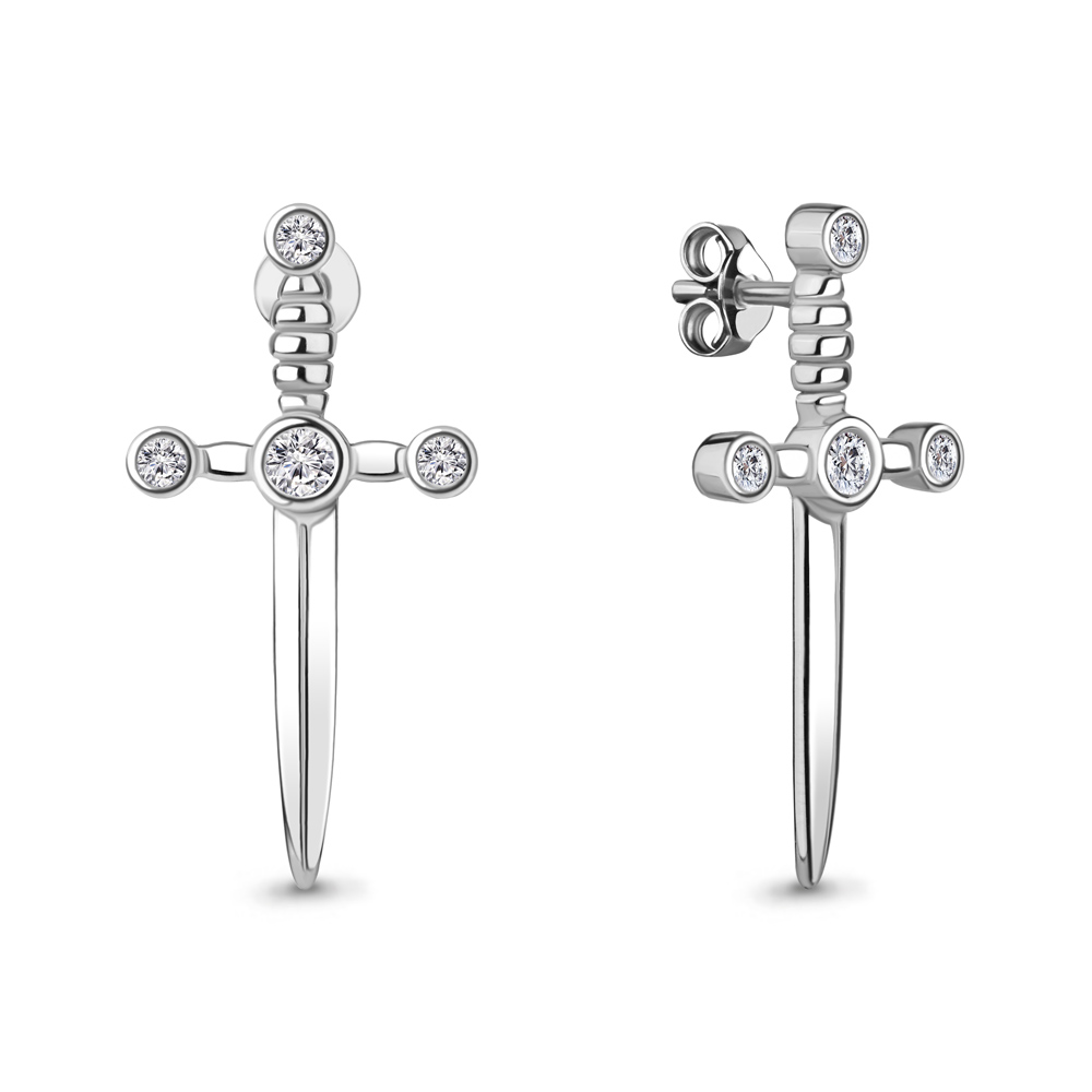 

Серьги из серебра с фианитом Aquamarine 48946А_925_р, 48946А_925_р