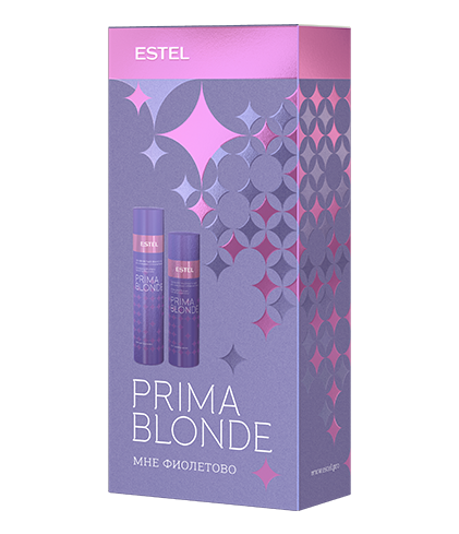 Набор Estel Professional Набор «Мне фиолетово» PRIMA BLONDE шампунь 250мл + бальзам 200мл подарочный набор женский compliment шампунь для волос 200мл и бальзам для волос 200мл