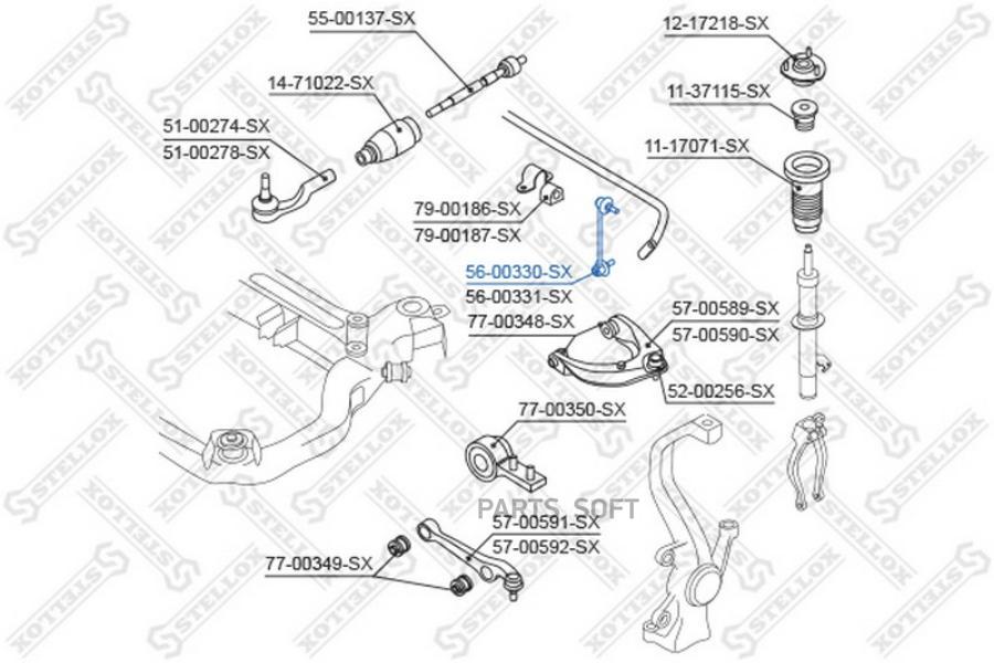 

56-00330-SX_тяга стабилизатора переднего левая!\ Mazda 6 07>