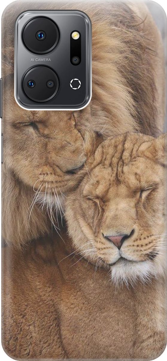 

Силиконовый чехол на Honor X7a с принтом "Милые львы", Бежевый;коричневый, 159385